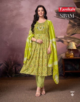 Taniksh Sibani Vol 9 Designer Rayon Foil Print Anarkali with Sikvans Embroidery Reyon Foil Print Bottom  And Fancy Dupatta Wholesale kurtis catalogs