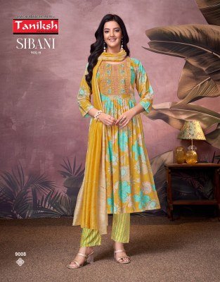 Taniksh Sibani Vol 9 Designer Rayon Foil Print Anarkali with Sikvans Embroidery Reyon Foil Print Bottom  And Fancy Dupatta Wholesale kurtis catalogs
