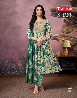 Taniksh Sibani Vol 9 Designer Rayon Foil Print Anarkali with Sikvans Embroidery Reyon Foil Print Bottom  And Fancy Dupatta Wholesale kurtis catalogs