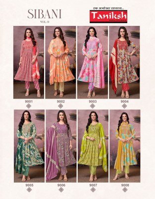 Taniksh Sibani Vol 9 Designer Rayon Foil Print Anarkali with Sikvans Embroidery Reyon Foil Print Bottom  And Fancy Dupatta Wholesale kurtis catalogs