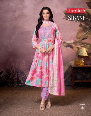 Taniksh Sibani Vol 9 Designer Rayon Foil Print Anarkali with Sikvans Embroidery Reyon Foil Print Bottom  And Fancy Dupatta Wholesale kurtis catalogs