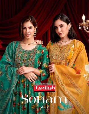 Taniksh Sonam Vol 2 Readymade Anarkali Set Vertical Discharge Print with Embroidery And Digital Dupatta Wholesale Taniksh