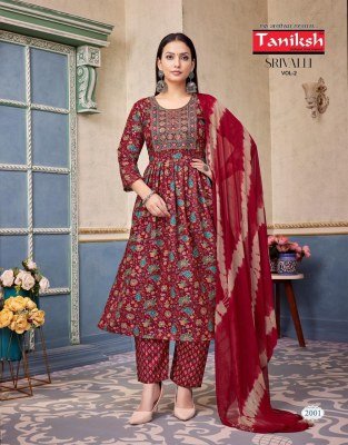 Taniksh Srivalli Vol 2 Elegant Capsule Print Anarkali with Embroidery, Pant With Pocket  And Nazmin Dupatta Wholesale kurtis catalogs