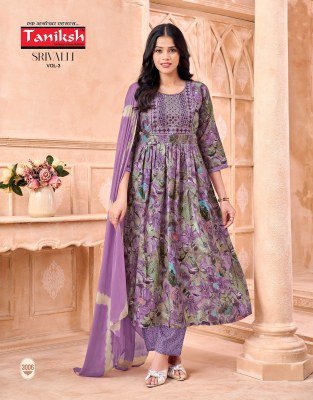 Taniksh Srivalli Vol 3 Readymade Anarkali Suit Set with Embroidery And Nazmin Dupatta Wholesale fancy Anarkali suit catalogs
