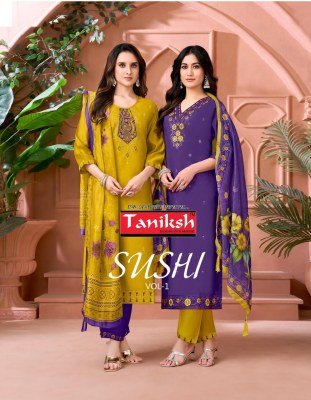 Taniksh Sushi Vol 1 Couture Roman Embroidered Kurta Pants And Digital Dupatta with Pocket Wholesale kurtis catalogs