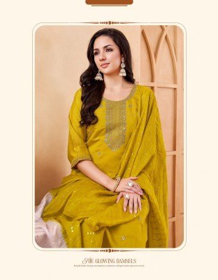 Taniksh Suvarna Vol 2 Designer Roman Embroidery Top  Roman Pant And Chanderi Work Dupatta Set Wholesale kurtis catalogs