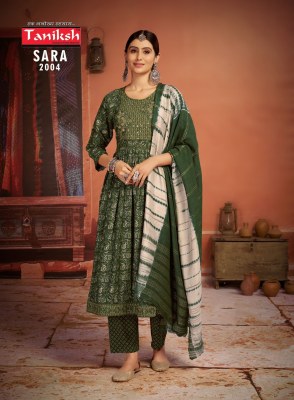Taniksh present Sara vol 2 rayon printed sequence embroidered work kurti pant and dupatta catalogue readymade suit catalogs