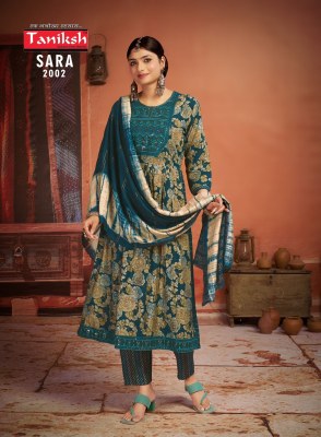 Taniksh present Sara vol 2 rayon printed sequence embroidered work kurti pant and dupatta catalogue readymade suit catalogs