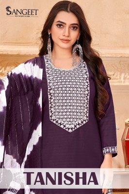 Tanisha reyon fancy kurti pant with neck work and printed dupatta Amavi