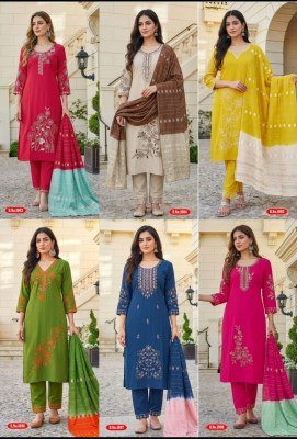 Tanishk Savri Vol 1 Roman Embroidered Kurti Pant with Dupatta kurti pant with dupatta Catalogs