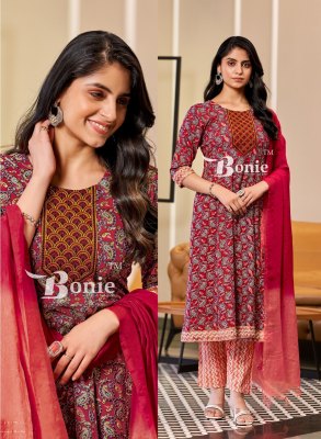 Tanvi by Bonie amazing printed anarkali kurti pant and dupatta collection at affordable rate readymade suit catalogs