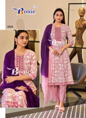 Tanvi by Bonie amazing printed anarkali kurti pant and dupatta collection at affordable rate readymade suit catalogs