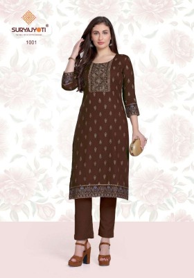 Tara vol 1 by Suryajyoti Reyon Cotton Foil Printed handwork kurti collection in affordable rate kurtis catalogs