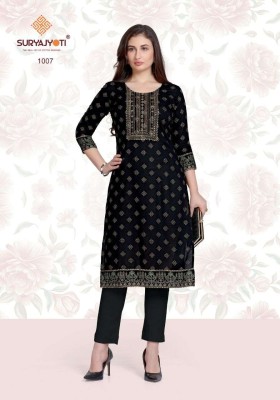 Tara vol 1 by Suryajyoti Reyon Cotton Foil Printed handwork kurti collection in affordable rate kurtis catalogs