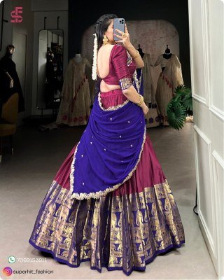 Tarika South Indian Grace Premium Narayan Pattu Exquisite Zari Weaving And Georgette Dupatta 2023 Pink  Colour Lehengha Choli Wholesale lehenga choli