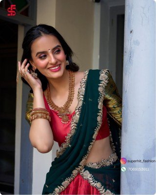 Tarika South Indian Grace Premium Narayan Pattu Exquisite Zari Weaving And Georgette Dupatta 2023 Red Colour Lehengha Choli Wholesale lehenga choli