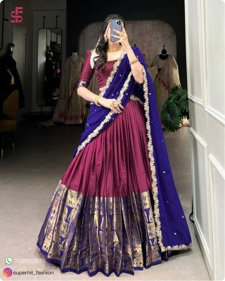 Tarika South Indian Grace Premium Narayan Pattu Exquisite Zari Weaving And Georgette Dupatta 2023 Pink  Colour Lehengha Choli Wholesale lehenga choli
