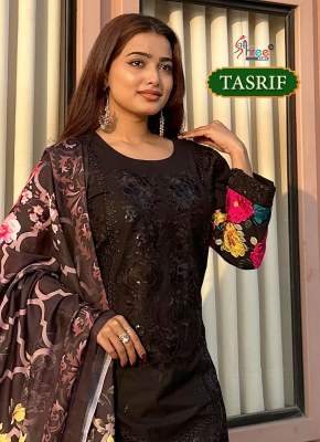 Tasrif by Shree Fab pure cambric cotton with heavy self embroidery dress material at affordable rate Shree fab