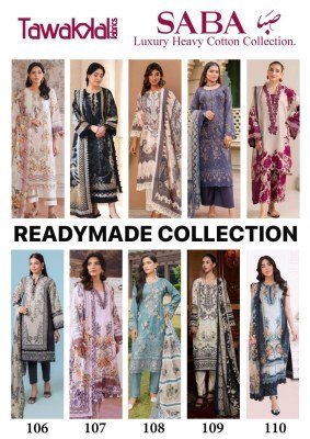 Tawakkal Fabrics Saba Luxury Heavy Cotton Collection Pure Cotton Ready Made Ethnic Wear Wholesale readymade suit catalogs