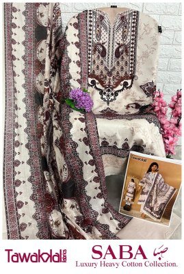 Tawakkal Saba Fabrics Luxury Heavy Cotton Collection Pure Cotton Dress Material Set Wholesale dress material catalogs
