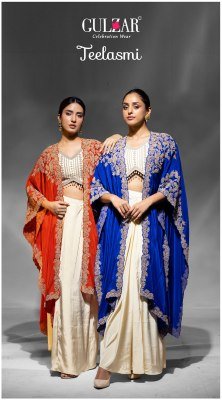 Teelasmi D.No.2881-2883 Gulzar Premium Crep Shrug Set Readymade suit Blouse And Skirt for Wholesale Amavi