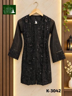 The Wonder Woman K-3042 Girls Star Georgette Party Wear Outfit with Dupatta readymade suit catalogs