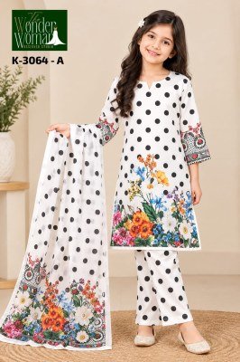 The Wonder Woman K-3064 Kids Ethnic Wear with Dupatta  wholesale catalogs