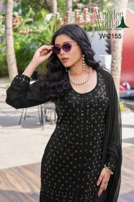 The Wonder Woman W-2155 Black Designer Outfit with Heavy Beads Work & Lace Daman kurti pant with dupatta Catalogs