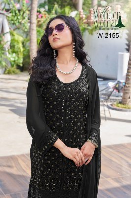 The Wonder Woman W-2155 Black Designer Outfit with Heavy Beads Work & Lace Daman kurti pant with dupatta Catalogs