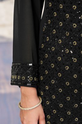 The Wonder Woman W-2155 Black Designer Outfit with Heavy Beads Work & Lace Daman kurti pant with dupatta Catalogs