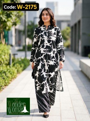 The Wonder Woman W-2175 Tesla Cotton Black and White Kurta Pant Set wholesale catalogs