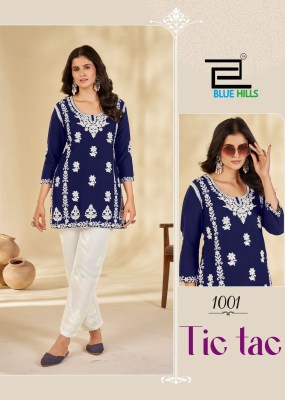 TiC TAC by Blue Hills Reyon White thred work Fancy top with pant catalogue in low rate co ord set catalogs