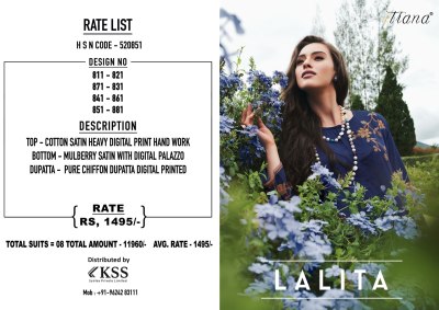 Itrana present Lalita cotton satin heavy digital printed hand work unstitched suit material catalogue at amaviexpo salwar kameez catalogs