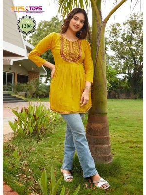 Tips And Tops Bubbly Vol 12 Heavy Rayon Embroidery Work Tunic Short top collection  Tips and tops