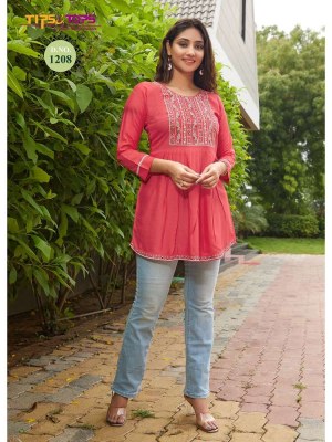 Tips And Tops Bubbly Vol 12 Heavy Rayon Embroidery Work Tunic Short top collection  kurtis catalogs