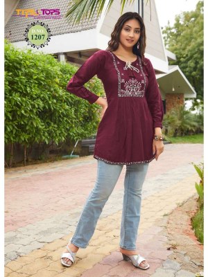 Tips And Tops Bubbly Vol 12 Heavy Rayon Embroidery Work Tunic Short top collection  kurtis catalogs