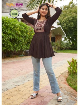 Tips And Tops Bubbly Vol 12 Heavy Rayon Embroidery Work Tunic Short top collection  kurtis catalogs