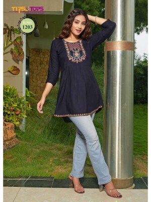 Tips And Tops Bubbly Vol 12 Heavy Rayon Embroidery Work Tunic Short top collection  kurtis catalogs