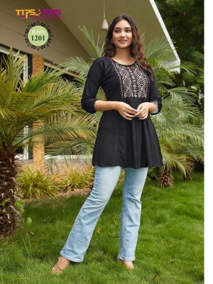Tips And Tops Bubbly Vol 12 Heavy Rayon Embroidery Work Tunic Short top collection  kurtis catalogs