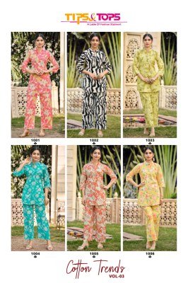 Tips And Tops Cotton Trends Vol 03 Designer Cotton Printed Co-ord Sets kurtis catalogs