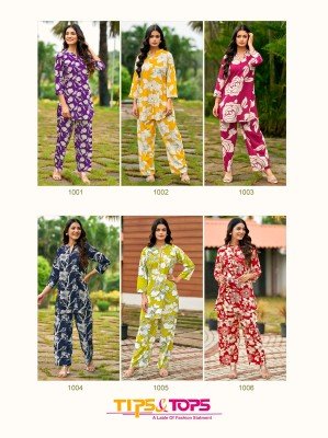 Tips And Tops Fashion Beats Vol 13 Festive Heavy Rayon Printed Co Ord Set Collection Wholesale co ord set catalogs