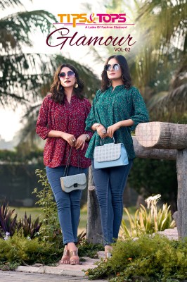 Tips And Tops Glamour Vol 2 Georgette Western Short Top For Girls  Tips and tops