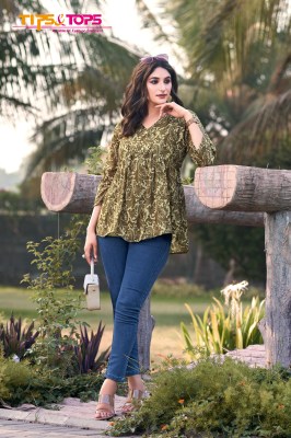 Tips And Tops Glamour Vol 2 Georgette Western Short Top For Girls  western wear catalogs