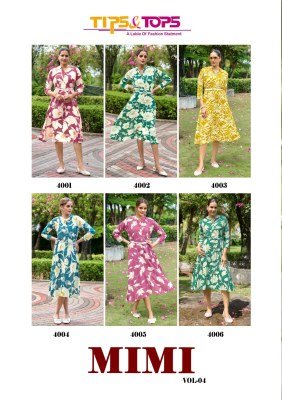 Tips And Tops Mimi Vol 04 Women's A Line Kurti Elegant Belt Style Premium Rayon Dobby Wholesale kurtis catalogs
