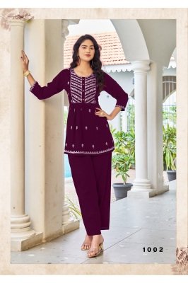 Tips And Tops Polo Vol 02 Fancy Co ord Set  Heavy Rayon Slub Embroidered Top and Bottom Wholesale co ord set catalogs