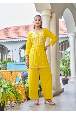 Tips And Tops Polo Vol 02 Fancy Co ord Set  Heavy Rayon Slub Embroidered Top and Bottom Wholesale co ord set catalogs