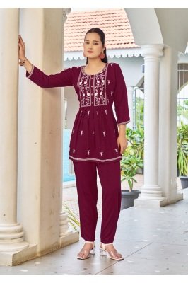Tips And Tops Polo Vol 02 Fancy Co ord Set  Heavy Rayon Slub Embroidered Top and Bottom Wholesale co ord set catalogs