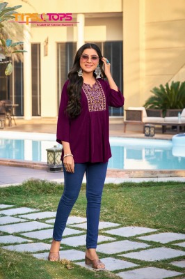 Tips And Tops Sana Vol 4 Embroidery work Fancy Short Tops collection  western wear catalogs