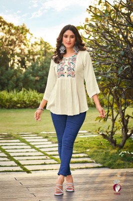 Tips And Tops Sana Vol 4 Embroidery work Fancy Short Tops collection  western wear catalogs