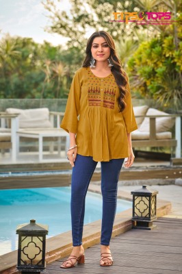 Tips And Tops Sana Vol 4 Embroidery work Fancy Short Tops collection  western wear catalogs